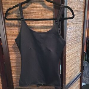 Elegant Black  Top with eyelet hooks/ adjustable 3 choice panel & zipper closure